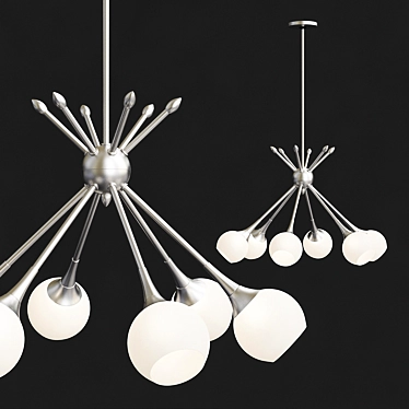 Mid-Century 6-Light Chrome Chandelier 3D model image 1 