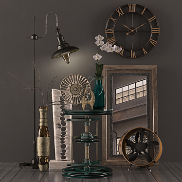 Industrial Loft Decor Set 3D model image 1 