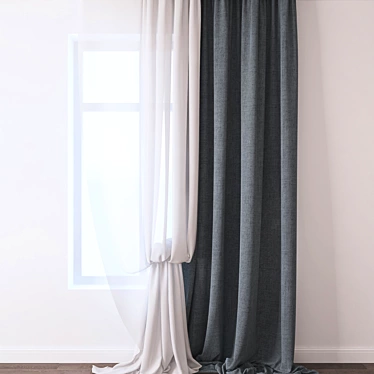 Elegant Drapery Curtain 3D model image 1 