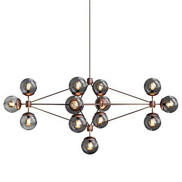 Elegant Bronze Diamond Chandelier 3D model image 1 