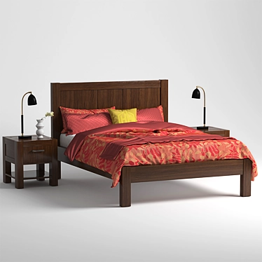 Elegant Lyon Bed - Side Cabinet 3D model image 1 