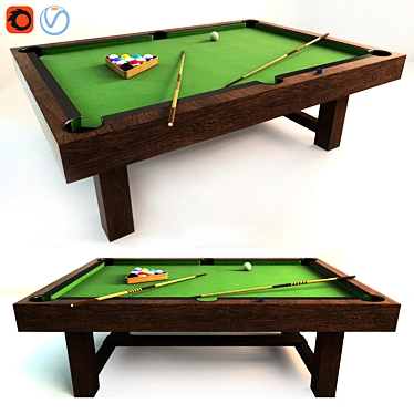  Gray Wash Pottery Barn Pool Table 3D model image 1 