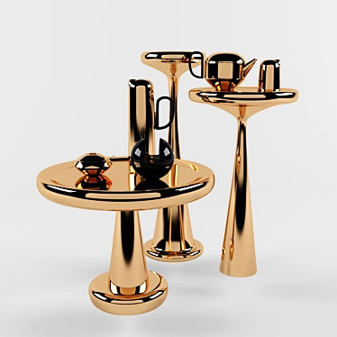 Elegant Brass Spun Tables Set 3D model image 1 