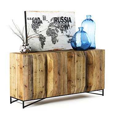 Dialma Brown Sideboard: Reclaimed Wood, Natural Finish 3D model image 1 