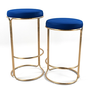 Glam Velvet Bar + Counter Stools 3D model image 1 