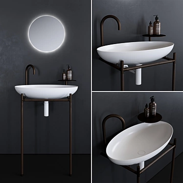 Elegant Oval Washbasin: Monsieur 3D model image 1 