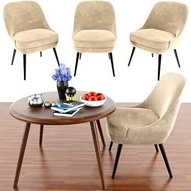 375 Dining Chair & Vince Table: Perfectly Proportioned Parquet Set 3D model image 1 