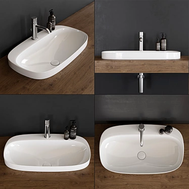 Moon 5512: Stylish Inset Ceramic Washbasin 3D model image 1 