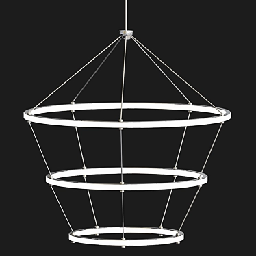 Modern Halo Chandelier: 4-Ring Black 3D model image 1 
