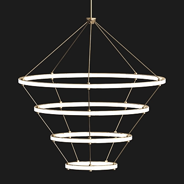 Elegant Halo Black 4-Ring Chandelier 3D model image 1 