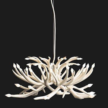 Elegant 24-Antler White Chandelier 3D model image 1 