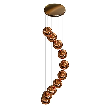 Copper Textured Pendant Ball Chandelier 3D model image 1 