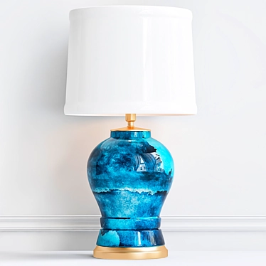 Elegant Chinese Blue Table Lamp 3D model image 1 