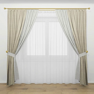 Elegant Window Drapes 3D model image 1 