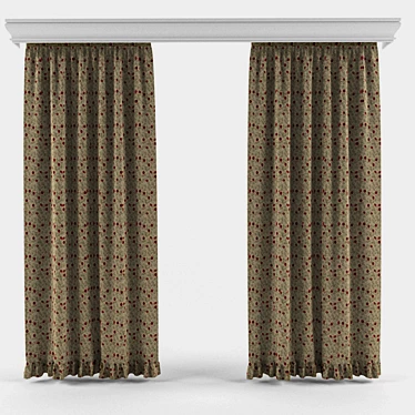 Elegant Classic Style Curtains 3D model image 1 