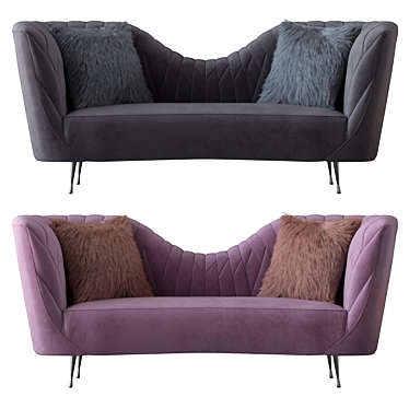 Elegant Eva Velvet Sofa 3D model image 1 