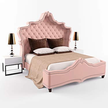 Elegant Pink Imperial Bed 3D model image 1 