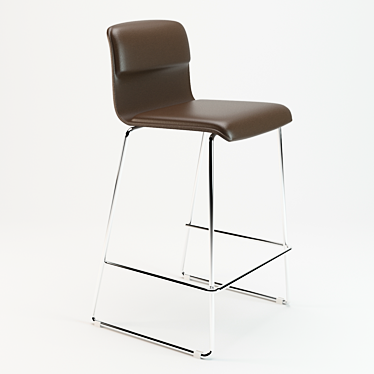 Sleek Steel Stool with Leather Finish 3D model image 1 