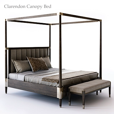 Elegant Bernhardt Canopy Bed 3D model image 1 