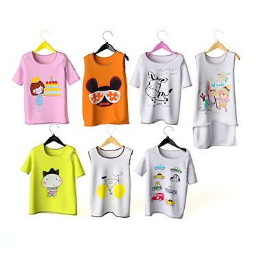 Kids' Tee and Tank Set with Hangers 3D model image 1 