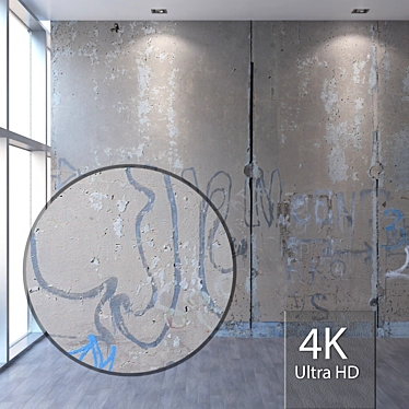 Seamless 4K Graffiti Concrete Wall 3D model image 1 