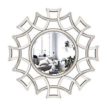 Starburst Silver Wood Accent Mirror 3D model image 1 