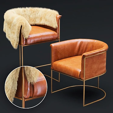 Wexler Barrel Back Leather Armchair & Bar Stool Set 3D model image 1 