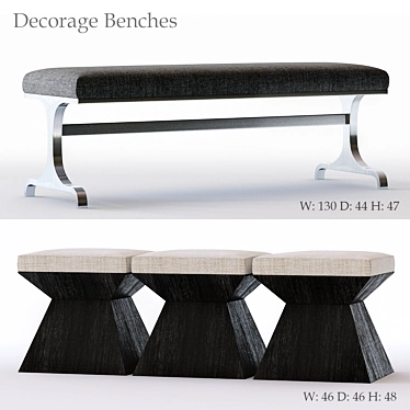 Sleek Decorage Bench with Adjustable Dimensions 3D model image 1 
