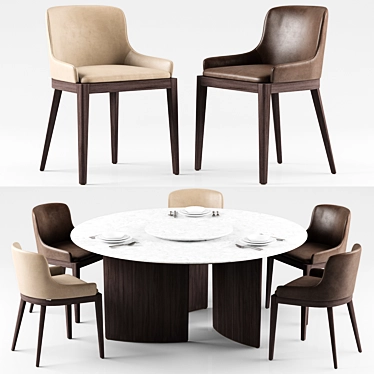 Elegant Cleo Chairs & Ala Table Set for Stylish Spaces 3D model image 1 