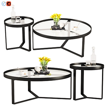 Modern Black and Grey Aula Coffee & Side Table 3D model image 1 