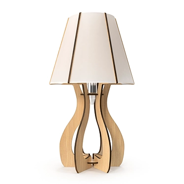 Modern Wood and White Table Lamp 3D model image 1 