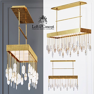 Kelly Wearstler Halcyon Linear Pendant - 6 Light Brass Chandelier 3D model image 1 