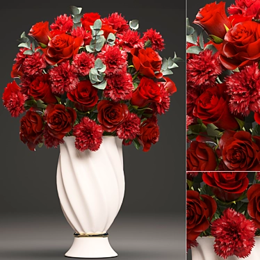 Elegant Crimson Bouquet 3D model image 1 