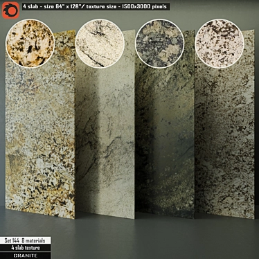 Premium Granite Slab Set 3D model image 1 