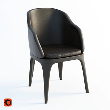 Modern Dark Brown Leather Dining Chair 3D model image 1 