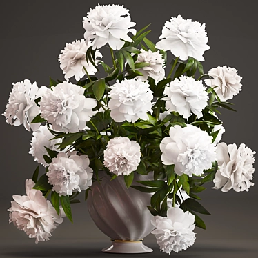 Pure Elegance: White Peony Bouquet 3D model image 1 