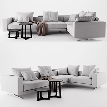 Flexform CAMPIELLO: Stylish Sofa and Side Tables 3D model image 1 