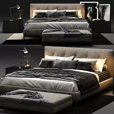 Luxurious Minotti Andersen Quilt Bed 3D model image 1 