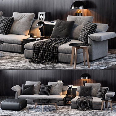 Elegant Collar Sofa by Minotti: Perfect Blend of Comfort and Style 3D model image 1 