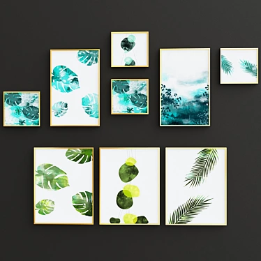Leafy Collection: Botanical Wall Art 3D model image 1 