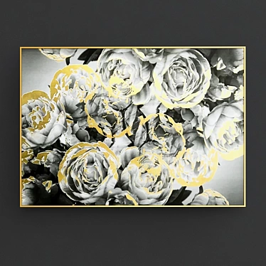 Luxury Blooms: Gold Foil Canvas 3D model image 1 
