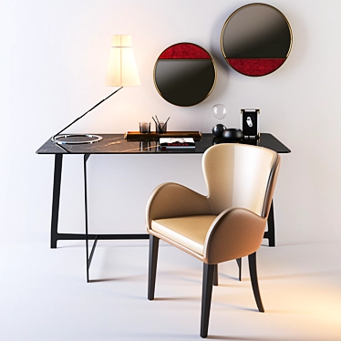 Elegant Chair & Table Set 3D model image 1 
