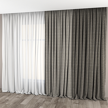 Elegant Curtains and Tulle 3D model image 1 