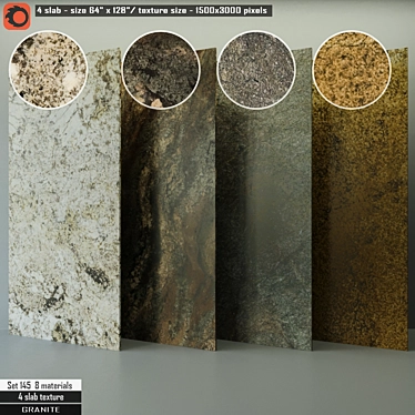 Premium Granite Slab Set 3D model image 1 