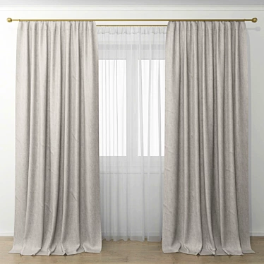 Elegant Sheer Window Curtains 3D model image 1 