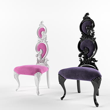 Elegant Violet Velvet High Back Chair 3D model image 1 