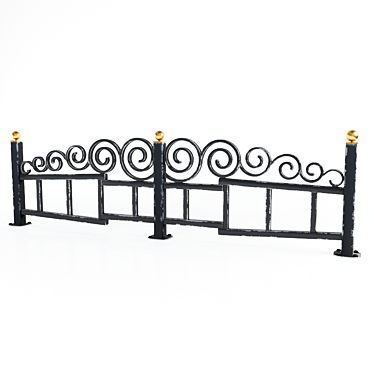 Elegant Wrought Iron Fence 3D model image 1 