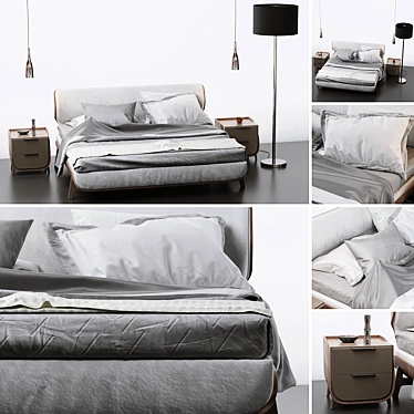 Elegant Sunrise Bed: A Perfect Blend of Luxury and Comfort 3D model image 1 