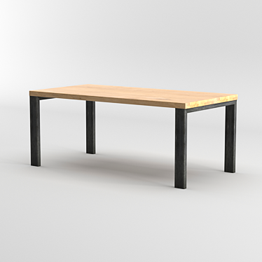 Modern Oak Steel Leg Table 3D model image 1 