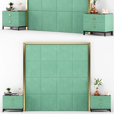 Elegant Art Deco Headboard Set 3D model image 1 